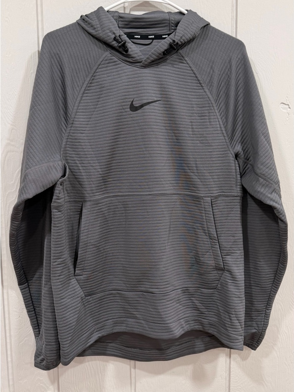 Nike Gray Quilted-Texture Hooded Pullover